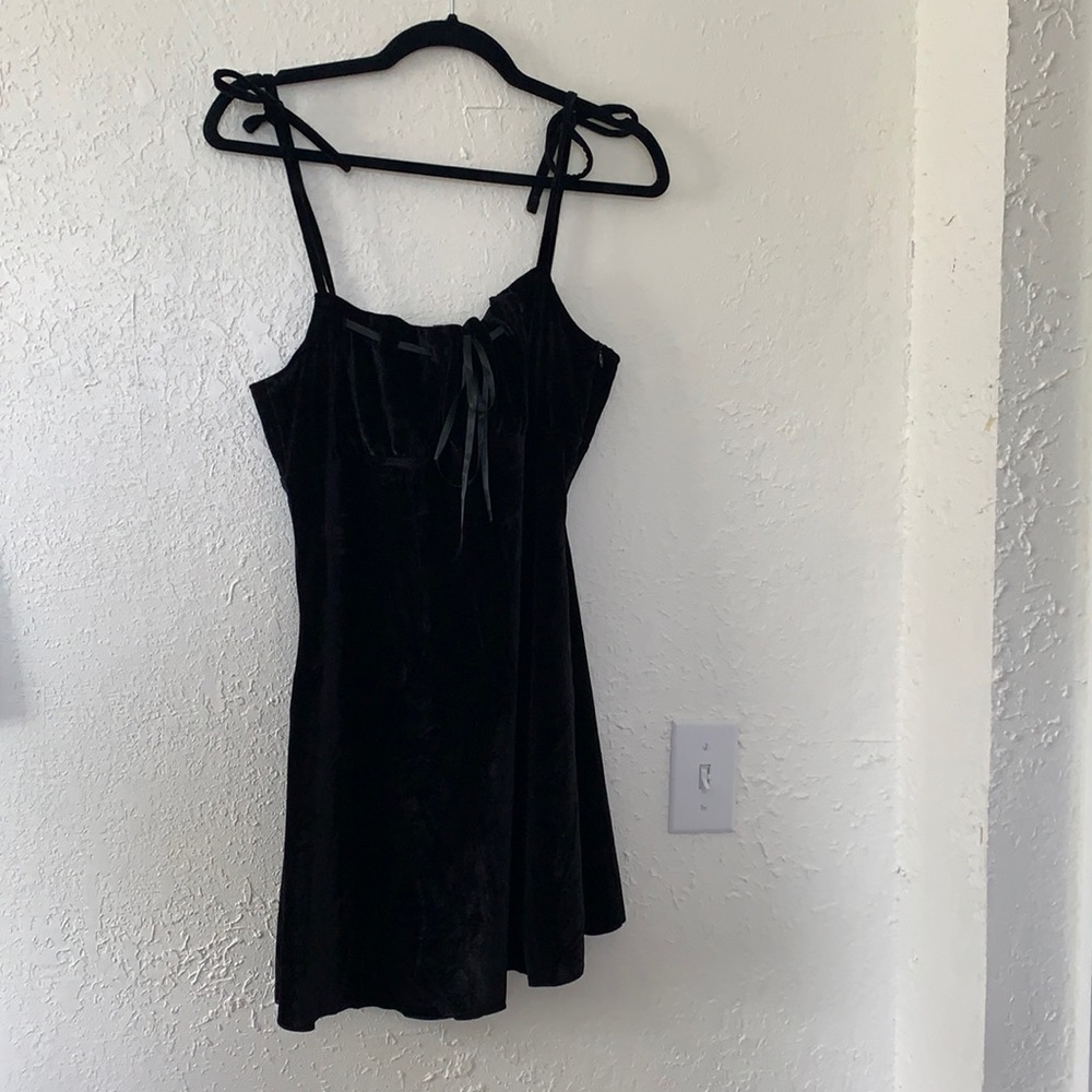 Dolls Kill Current Mood Black Velvet Mini Dress